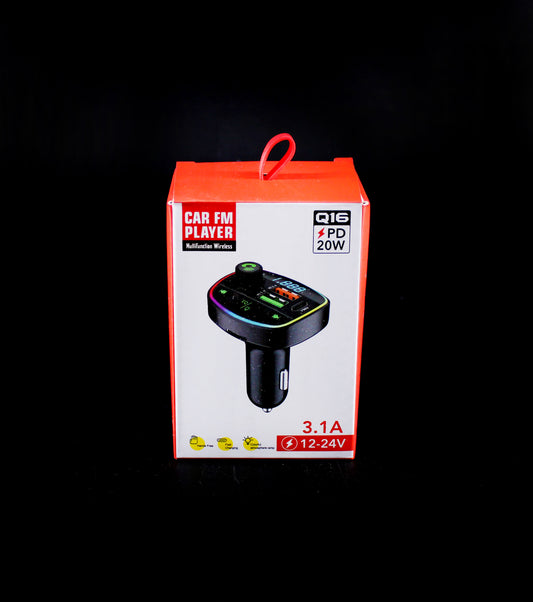 Q16 CAR FM PLAYER & 20W CHARGER (1CT)