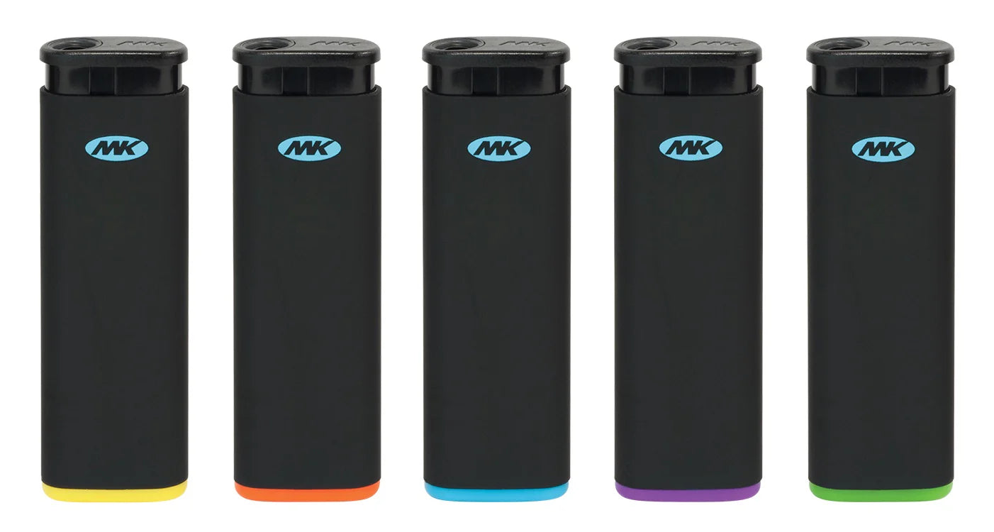 MK RUBBER FINISH IN BLACK WINDPROOF REFILLABLE LIGHTER (50 CT)