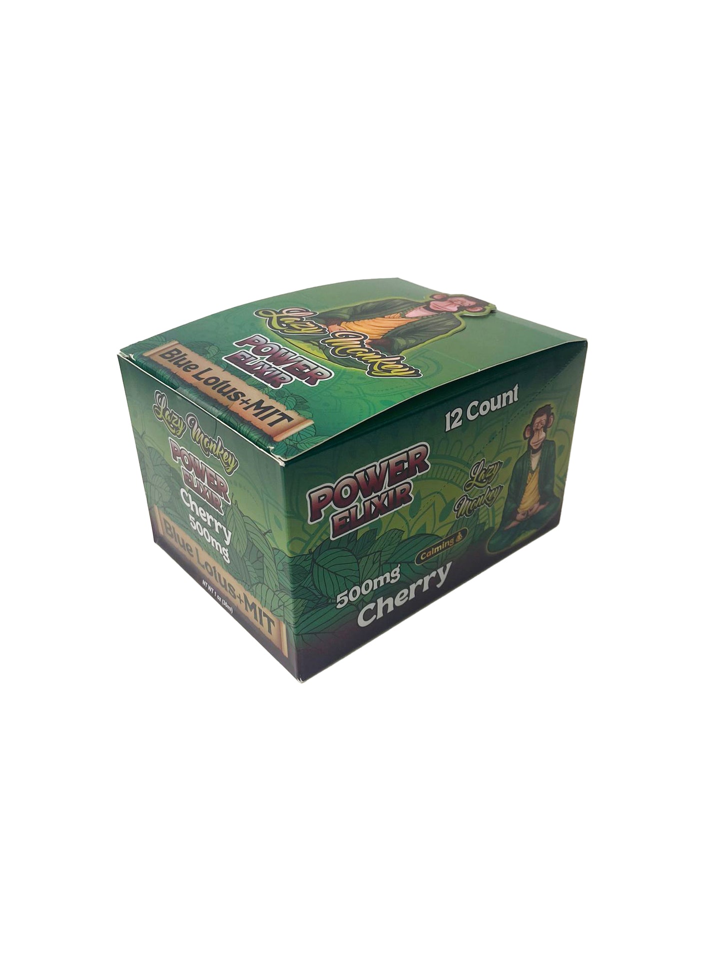 LAZY MONKEY CHERRY (CALMING) POWER ELIXIR SHOT BLUE LOTUS + MIT 500MG 12PK (1CT)