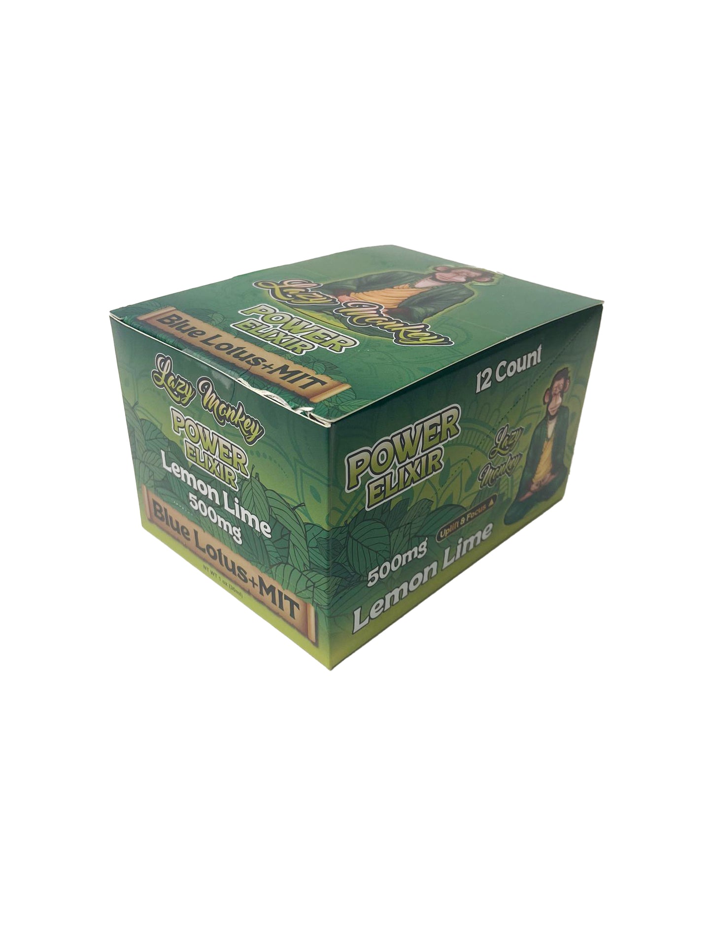 LAZY MONKEY LEMON LIME (UPLIFT) POWER ELIXIR SHOT BLUE LOTUS + MIT 500MG 12PK (1CT)