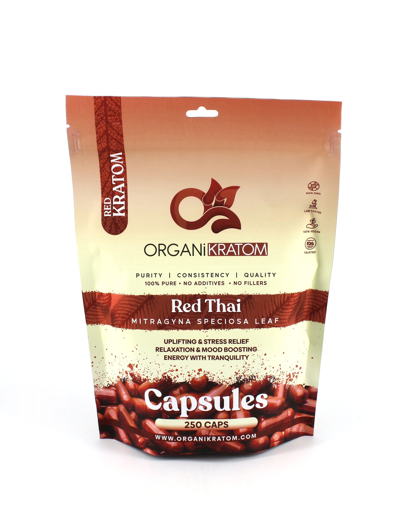 ORGANI KRATOM CAPSULES 250PK RED THAI (1CT)