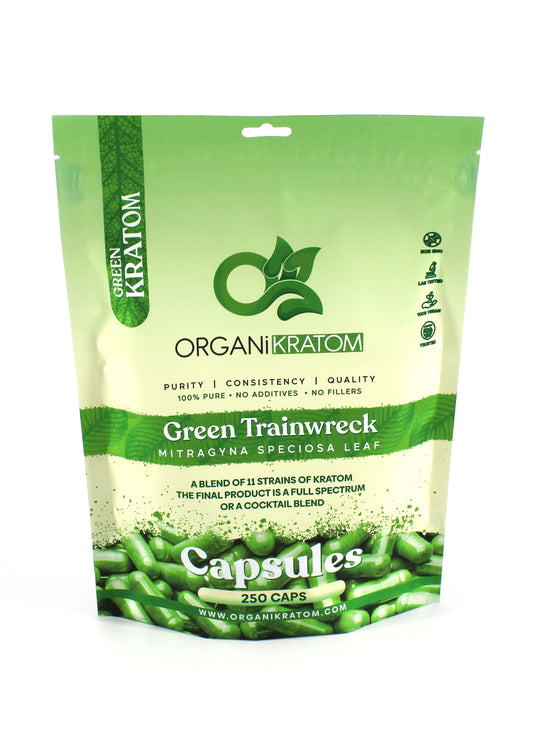ORGANI KRATOM CAPSULES 250PK GREEN TRAINWRECK (1CT)