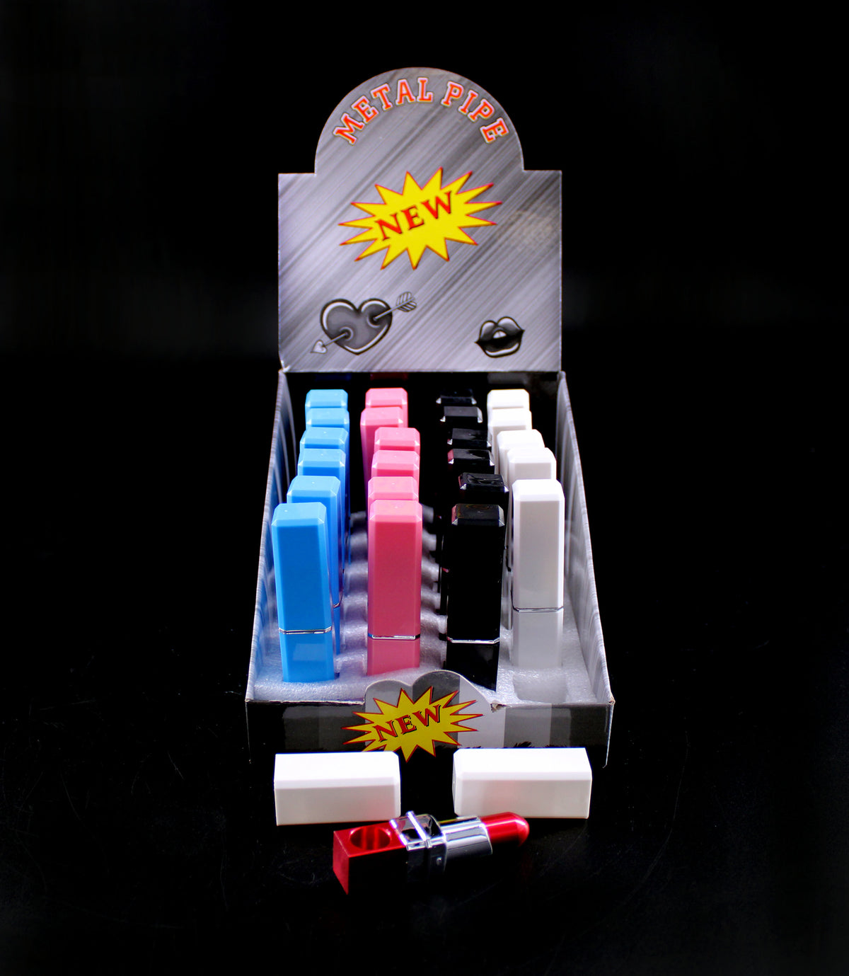 LIPSTICK STYLE METAL PIPE ASSORTED (24CT)