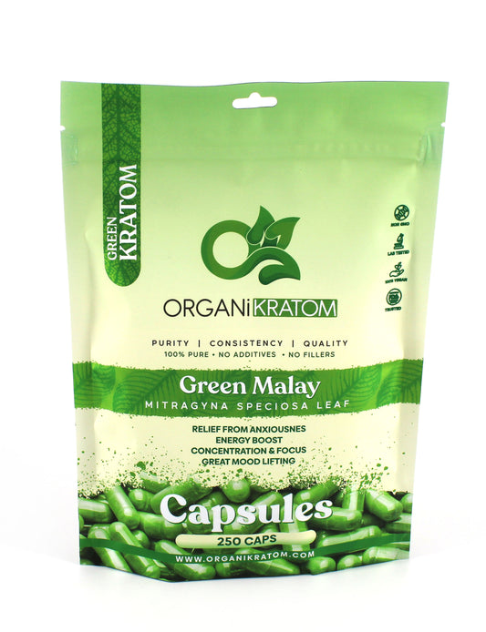 ORGANI KRATOM CAPSULES 250PK GREEN MALAY (1CT)