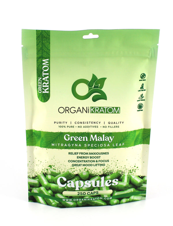 ORGANI KRATOM CAPSULES 250PK GREEN MALAY (1CT)