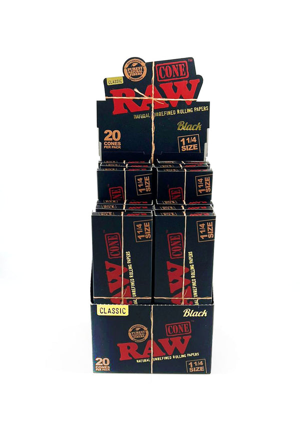 RAW BLACK CONES PRE-ROLLED 20X12PK 1-1/4 (1CT)