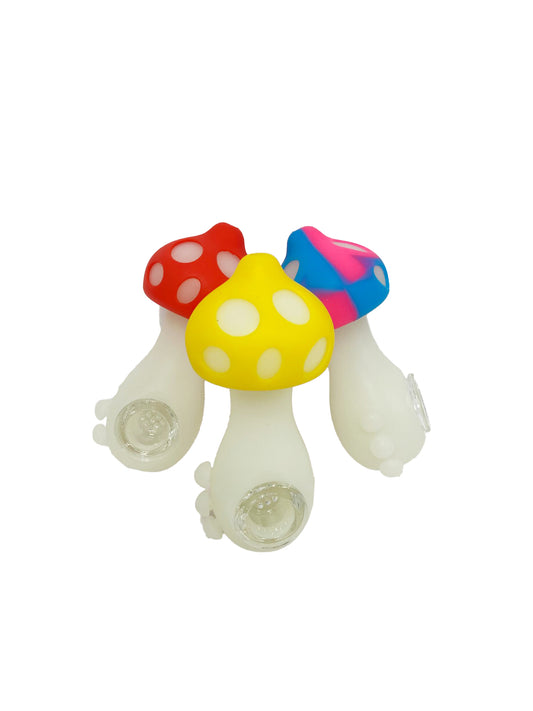 4.5" GLOW MUSHROOM SILICONE WATERPIPE ASSORTED (1CT)