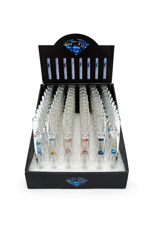 GLASS ONE HITTER 008 SPRING + GEM (48PC)