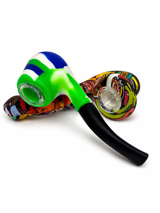 6" SILICONE/ GLASS SHERLOCK HAND PIPE (1CT)