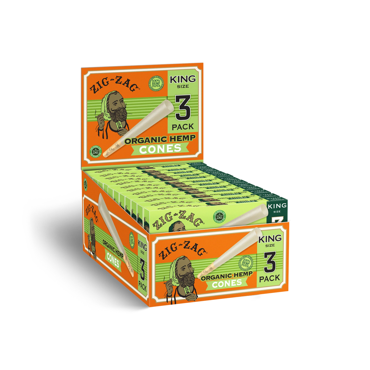 ZIGZAG PAPER CONES ORGANIC HEMP K/S 3PK (24CT)