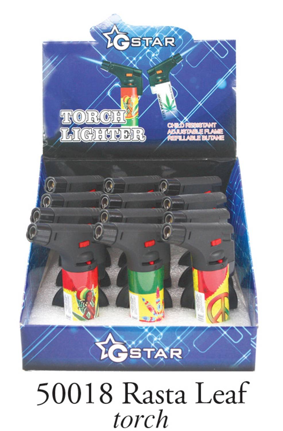 GSTAR RASTA LEAF LIGHTER DISPLAY (12CT)