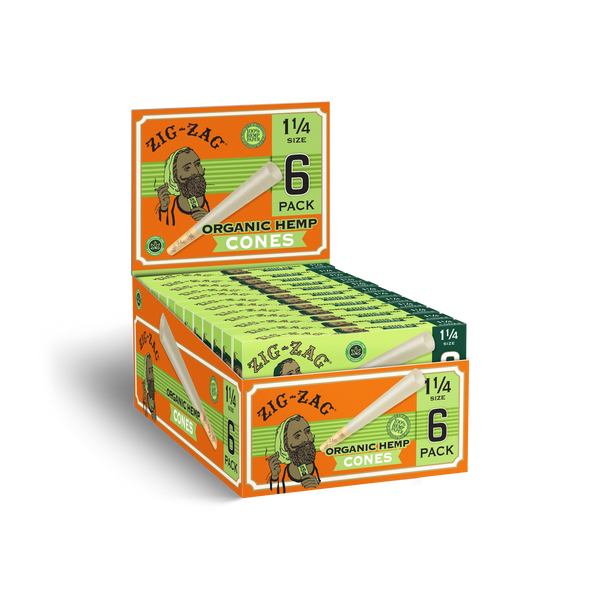 ZIGZAG PAPER CONES ORGANIC HEMP 1-1/4 6PK (24CT)