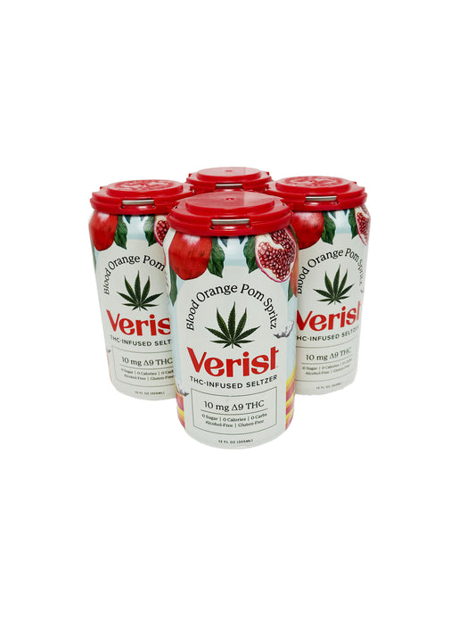 VERIST THC-INFUSED SELTZER 10MG D9 BLOOD ORANGE POM SPRITZ (4CT)