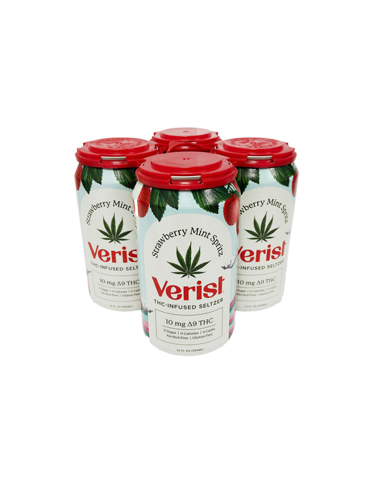 VERIST THC-INFUSED SELTZER 10MG D9 STRAWBERRY MINT SPRITZ (4CT)