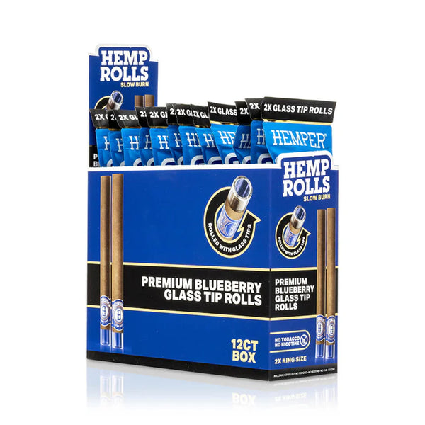 Hemper Pre-Rolled 2PK King Size Glass Tipped Hemp Rolls 12ct Display Blueberry
