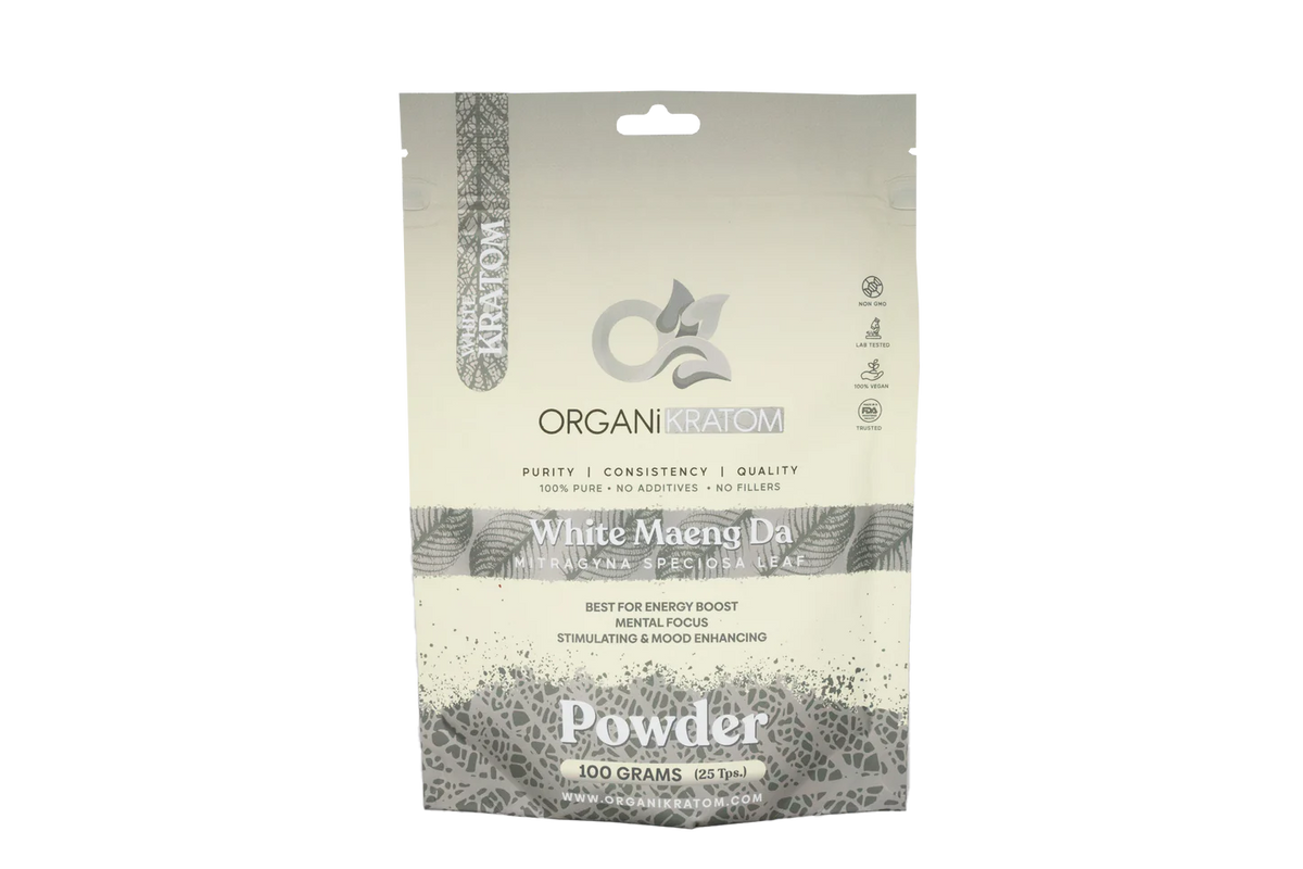 ORGANI KRATOM POWDER 250G WHITE MAENG DA (1CT)