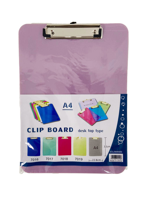 ASSORTED COLERED A4 CLIPBOARDS (1CT)