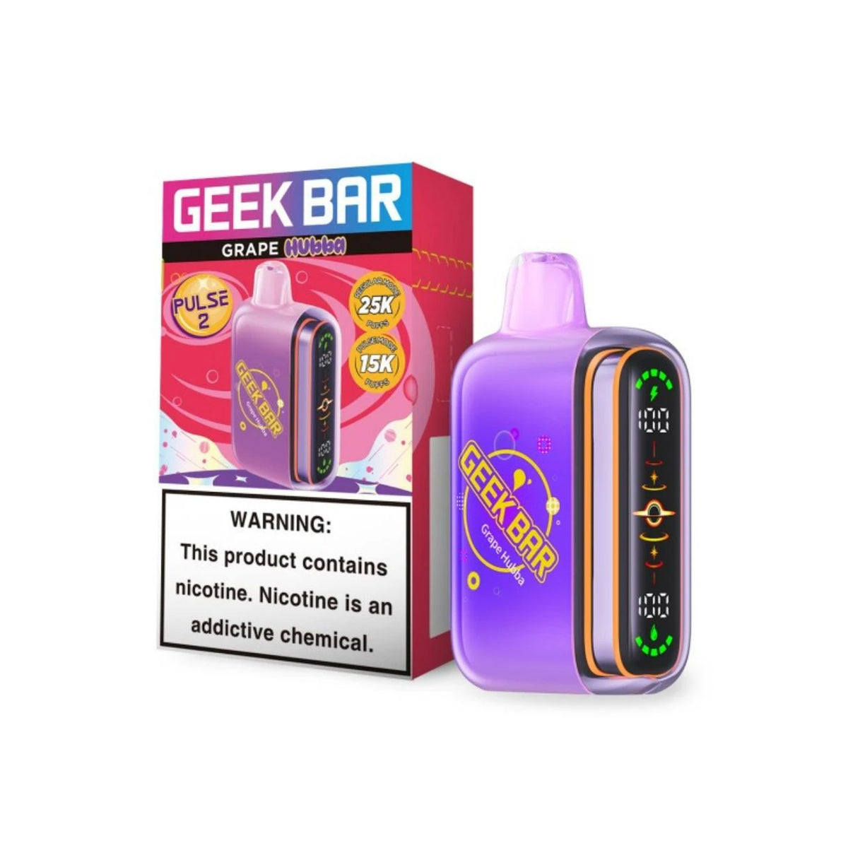 GEEK BAR PULSE 2 VAPE 25K PUFFS 5PK GRAPE HUBBA