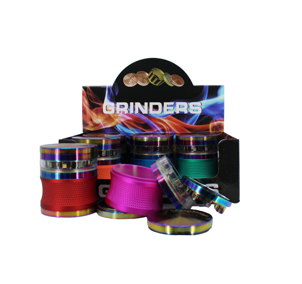 63MM 4 PART ZINC TOBACCO GRINDER (6CT)