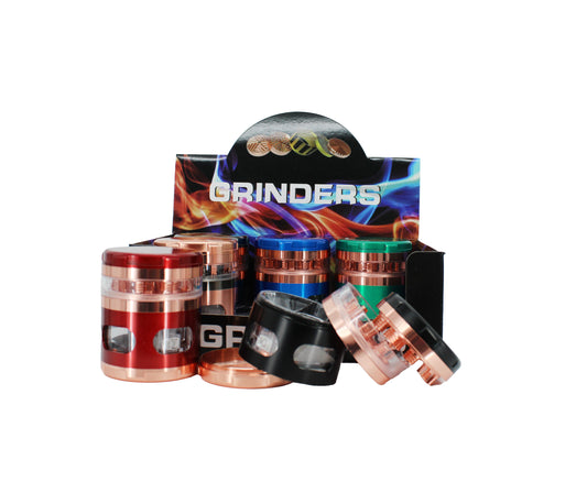 62MM 4 PART ZINC TOBACCO GRINDER (6CT)