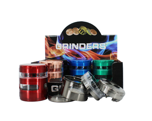 63MM 4 PART ZINC TOBACCO GRINDER (6CT)