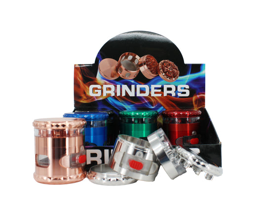 66MM 4 PART ZINC TOBACCO GRINDER (6CT)