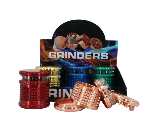 66MM 4 PART ZINC TOBACCO GRINDER (6CT)