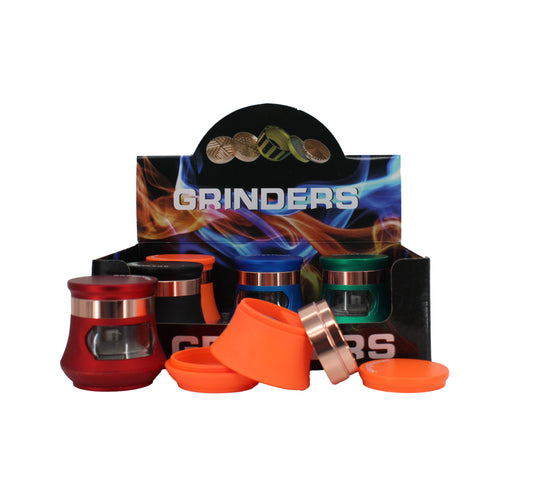 66MM 4 PART ZINC TOBACCO GRINDER (6CT)