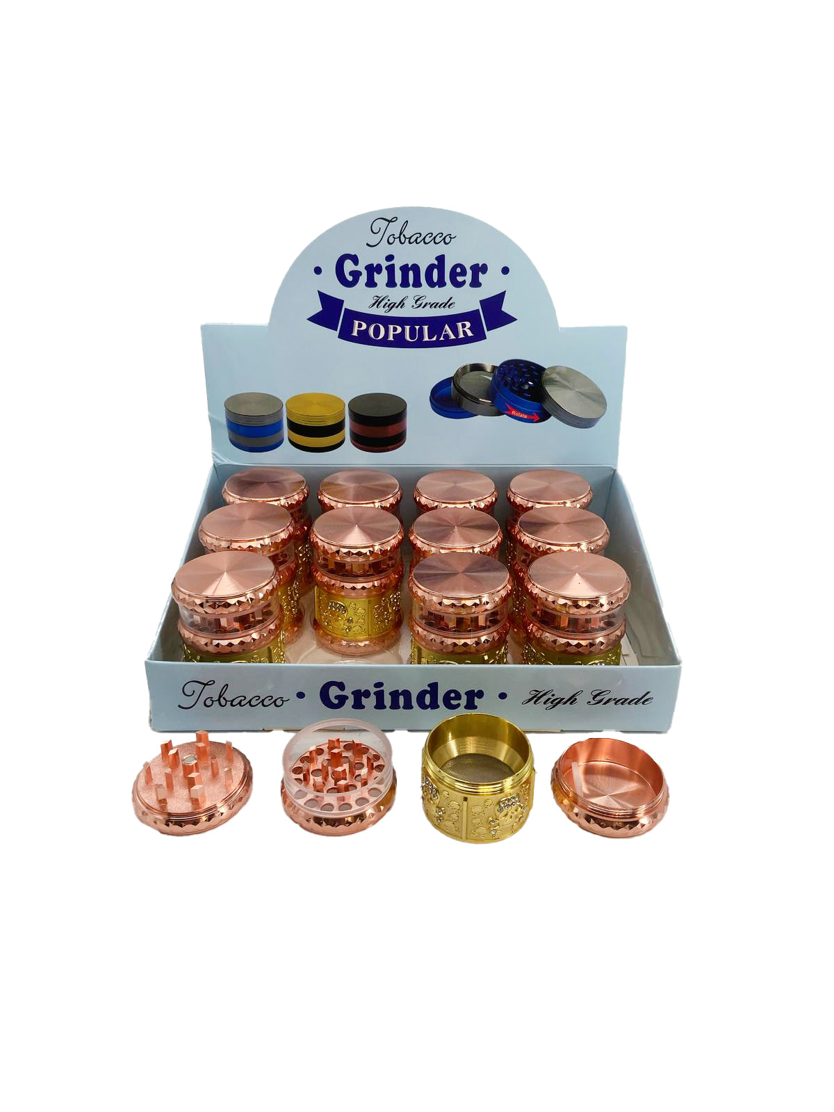 59MM 4 PART ZINC GRINDER (12CT)