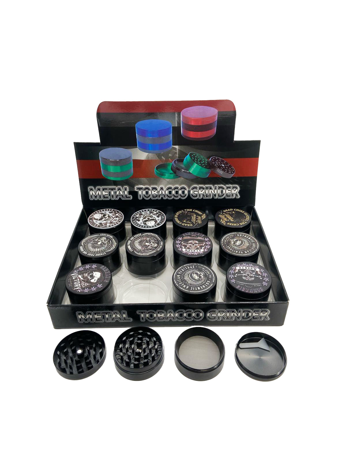 37MM 4 PART ZINC GRINDER (12CT)