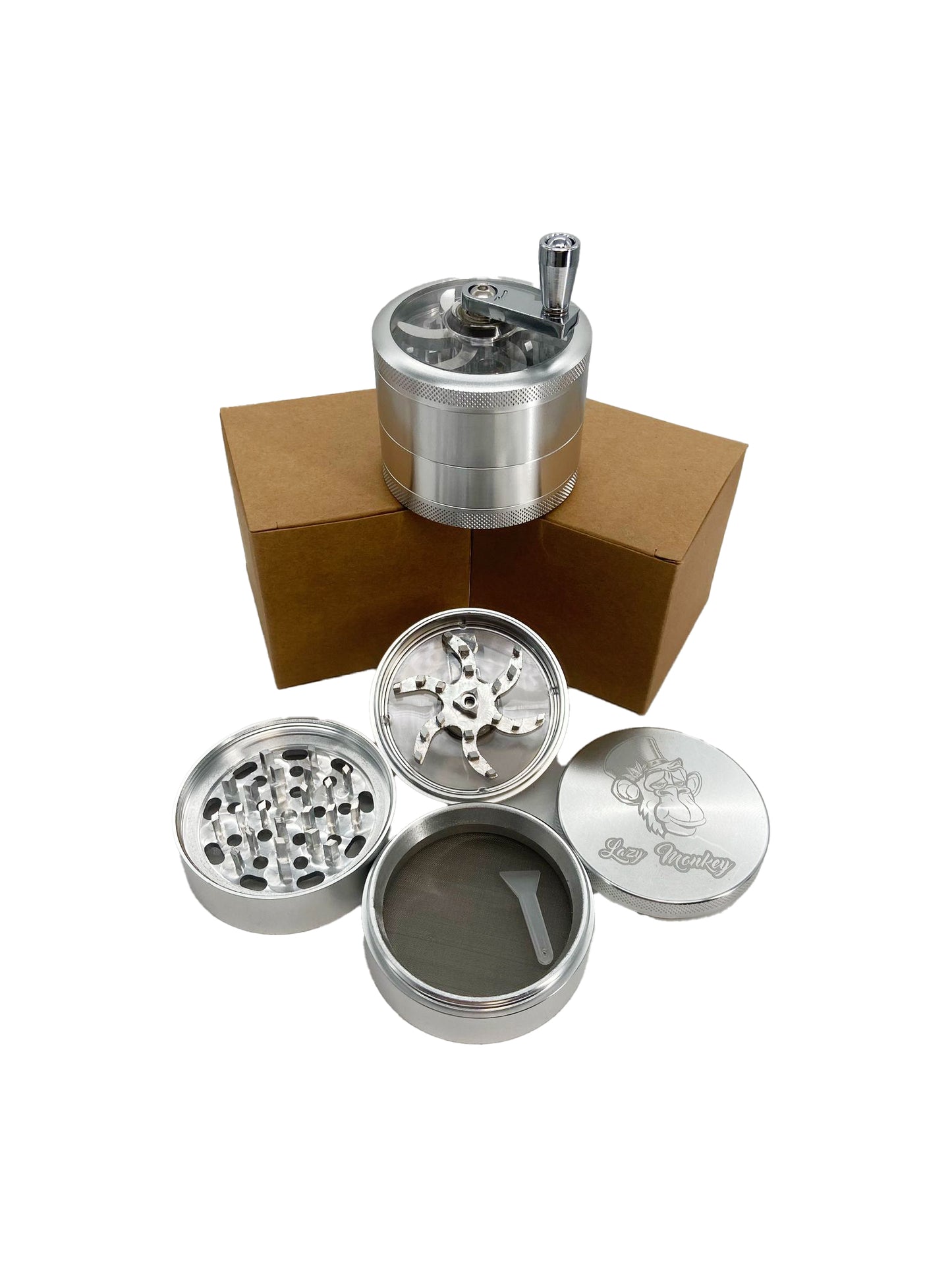 63MM 4 PART HAND-CRANKED ALUMINUM GRINDER (1CT)