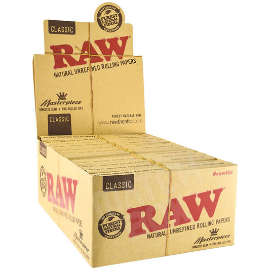 RAW CLASSIC KING SIZE SLIM MASTERPIECE ROLL W/ FLAT TIPS (24CT)