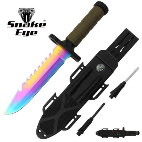 SNAKE EYE TACTICAL FIXED BLADE SURVIVAL HUNTING KNIFE