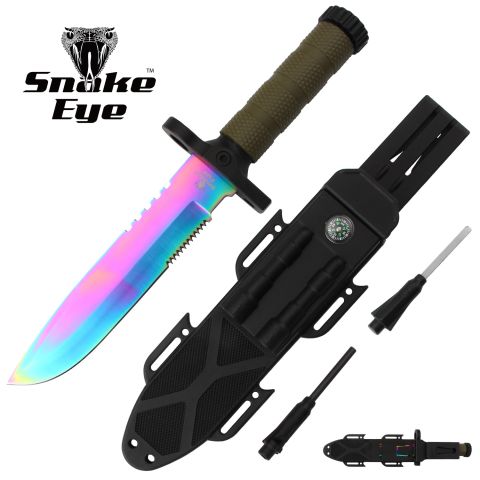 SNAKE EYE TACTICAL FIXED BLADE SURVIVAL HUNTING KNIFE
