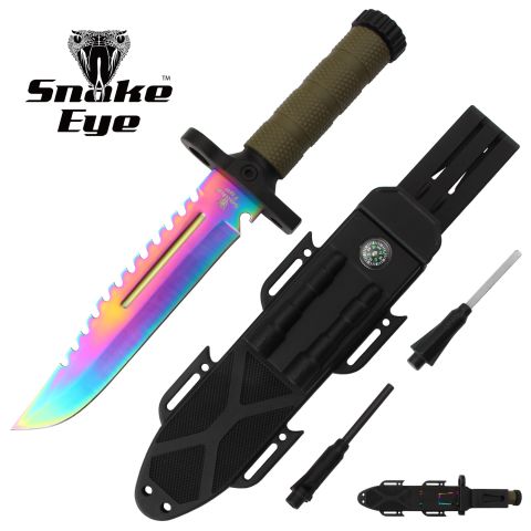 SNAKE EYE TACTICAL FIXED BLADE SURVIVAL HUNTING KNIFE
