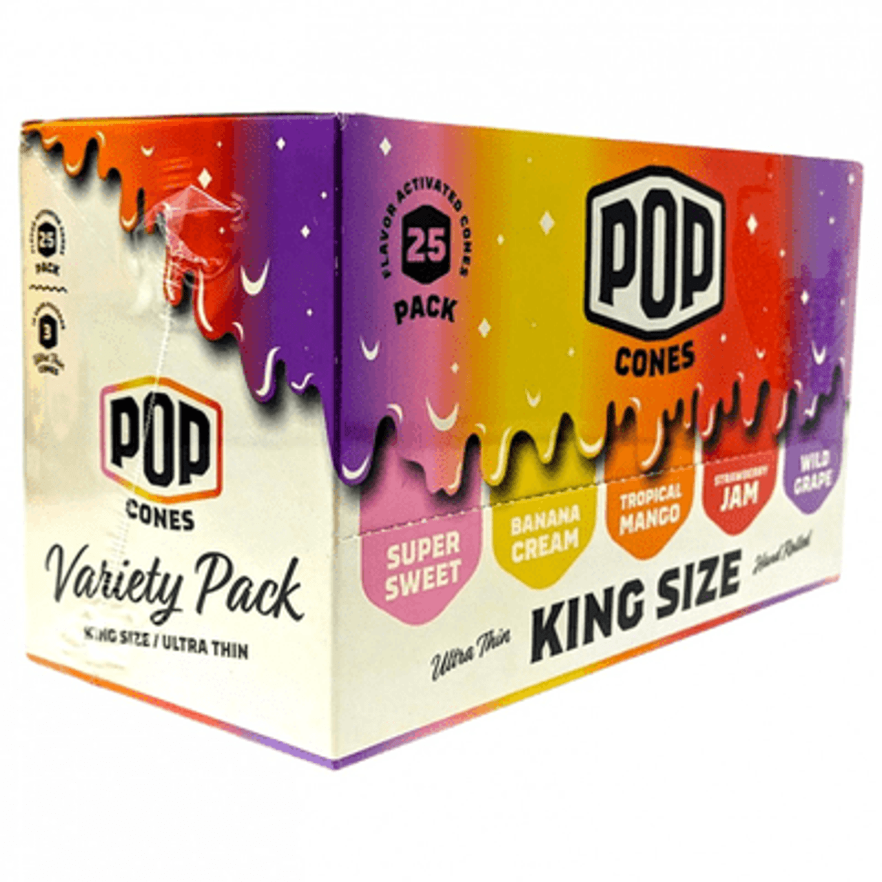 POP CONES K/S 3PK WHITE VARIETY (25CT)