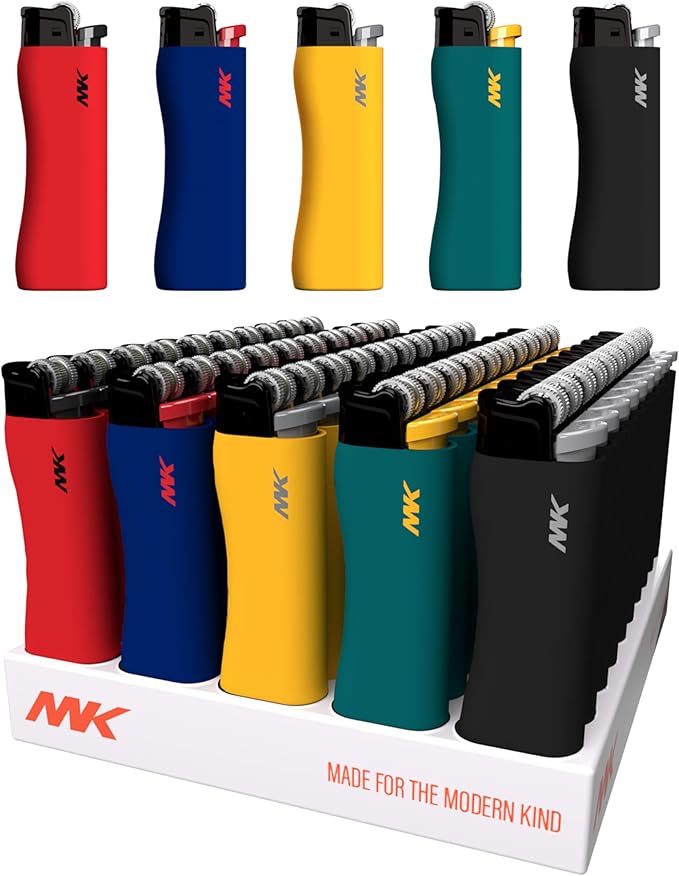 MK ASSORTED COLOR REFILLABLE FLINT LIGHTER (50 CT)