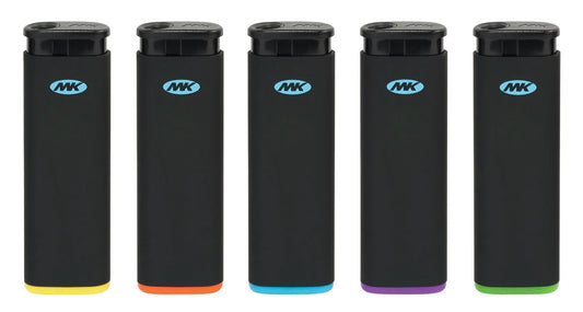 MK RUBBER FINISH IN BLACK WINDPROOF REFILLABLE LIGHTER (50 CT)