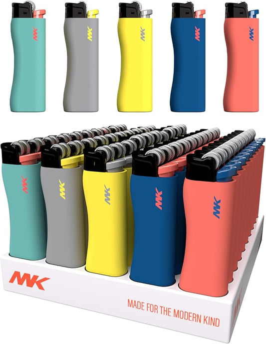 MK ASSORTED COLOR REFILLABLE FLINT LIGHTER TONE SERIES (50 CT)