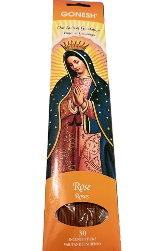 GONESH PATRON SAINT STICKS OUR LADY OF GUADALUPE ROSE 30PK