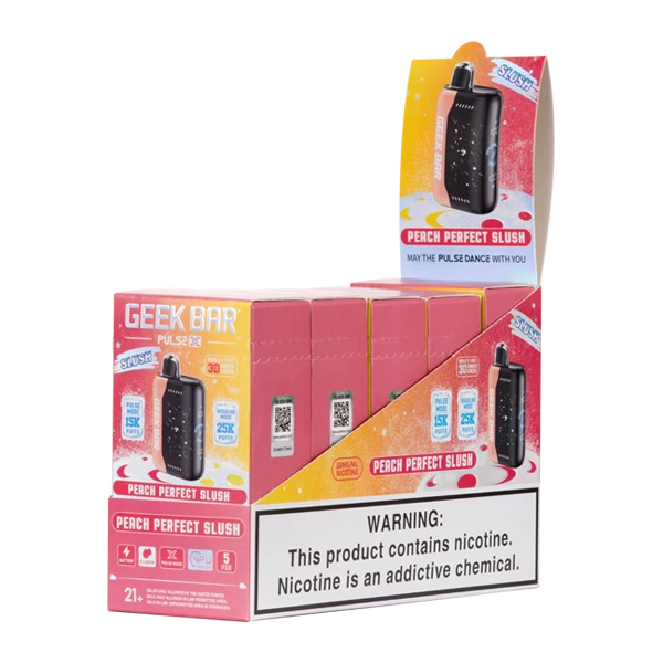 GEEK BAR PULSE X DISPOSABLE VAPE 25K PUFFS- 5PK PEACH PERFECT SLUSH
