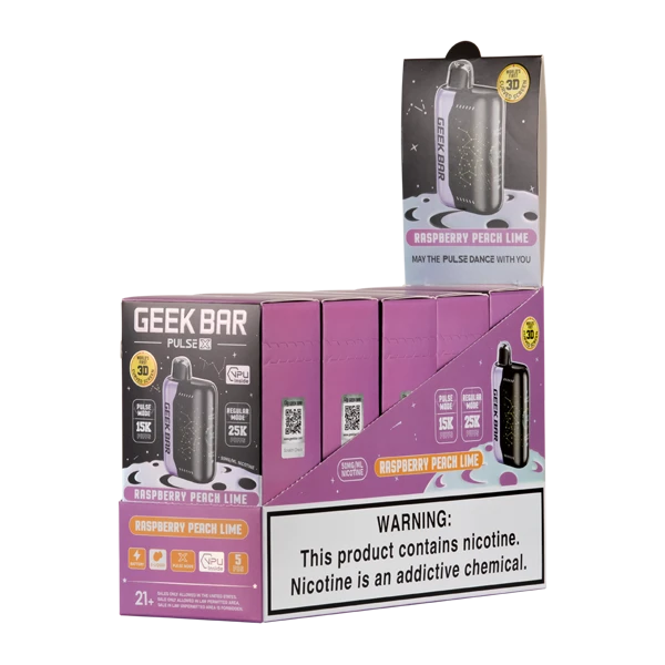 GEEK BAR PULSE X DISPOSABLE VAPE 25K PUFFS- 5PK RASPBERRY PEACH LIME