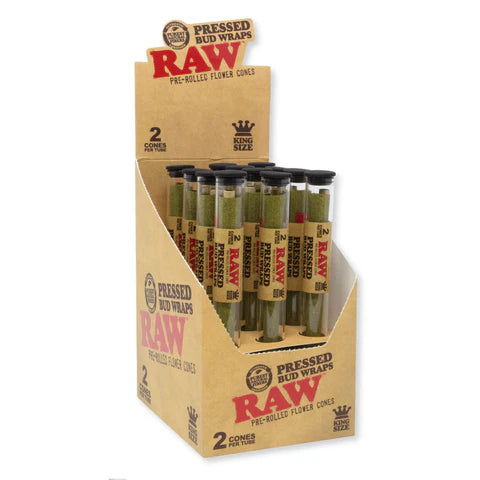 RAW PRESSED BUD WRAP CONES K/S 6PK DISPLAY (1CT)