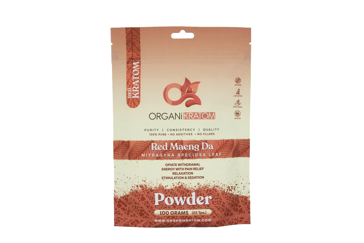ORGANI KRATOM POWDER 100G RED MAENG DA (1CT)