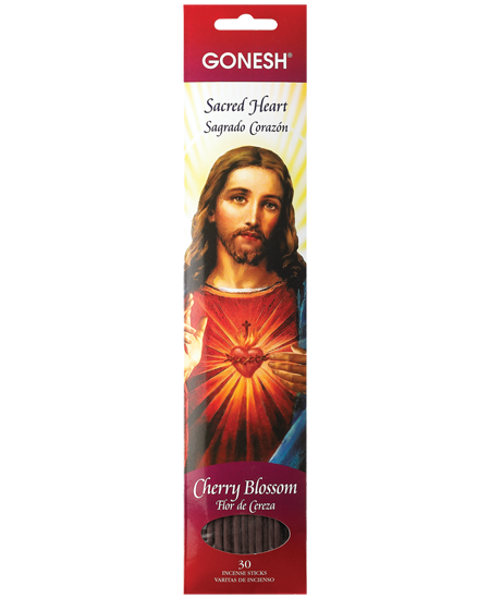 GONESH PATRON SAINT STICKS SACRED HEART CHERRY BLOSSOM 30PK
