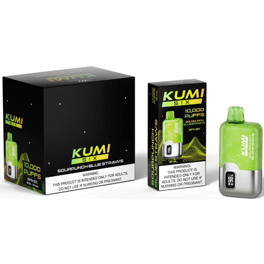 KUMI SIX SOUR-PUNCH BLUE STRAWS 10K PUFF (6CT)