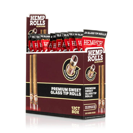 Hemper Pre-Rolled 2PK King Size Glass Tipped Hemp Rolls 12ct Display Sweet