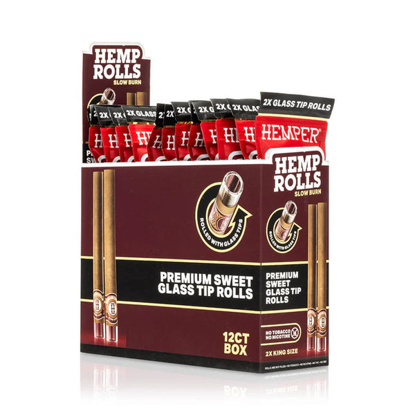 Hemper Pre-Rolled 2PK King Size Glass Tipped Hemp Rolls 12ct Display Sweet