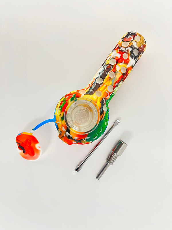 5" SILICONE HAND PIPE / NECTOR COLLECTOR (1CT)