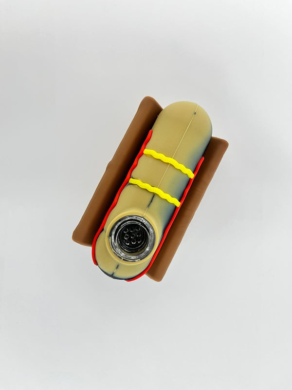 4" SILICONE HOTDOG HAND PIPE (1CT)